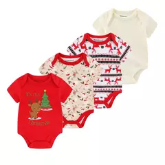 Macacão de algodão estampado para recém-nascidos, macacão manga curta, roupas de bebê menino e menina, 0-12m, 4 peças, verão - comprar online