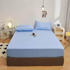 Kuup-Poliéster Equipado lençol e fronhas, monocromático, elástico, em torno da tampa do colchão, cama queen size, 3pcs - Wolf Magazine