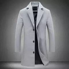 Casaco longo de algodão masculino, corta-vento fino, mistura de lã, cor pura, moda casual de negócios, roupas masculinas, primavera, outono, novo, 2023 - Wolf Magazine