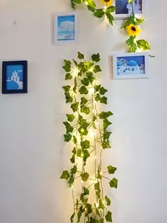 Green Leaf Ivy Vine com luzes LED String, Guirlanda para casa, Decoração do quarto, Wedding Glowing, Planta artificial, 2m na internet