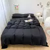 Soft lavado algodão roupa de cama Set, Duvet Cover, fronha e lençol, Home Bedclothes, cama preta
