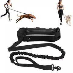 Imagem do Trela de cachorro mãos livres para corrida andando trela reflexiva com saco da cintura cinto elástico retrátil corda de tração do cão produtos para animais de estimação