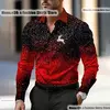 Natal masculino veados impressão camisa casual botões de água de manga comprida festa de ano novo impressão 3d XS-6XL