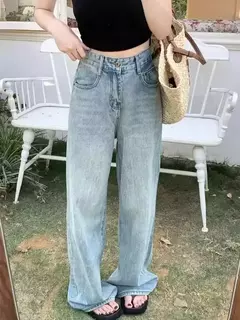 Imagem do Calças folgadas de cintura alta feminina, jeans casual, vintage, estilo americano, emagrecedor, design de moda, sensual