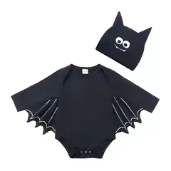Umorden 2 pçs/set unissex morcego preto traje do bebê meninas meninos meu primeiro roupa de halloween algodão 3-6m 6-12m 12-18m 18-24m na internet