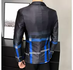 Jaqueta de terno casual xadrez masculina, baile masculino, blazer social, casaco fino, roupa de anfitrião, moda boutique