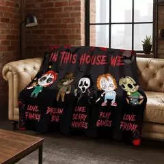 Horror chucky pennywise palhaço dia das bruxas viu freddy krueger flanela cobertor macio quente para o quarto sala de estar cama piquenique - loja online