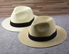 Chapéu de palha panaman cabeça grande masculino, chapéu de tecido dobrável, chapéu top jazz, proteção solar, sombreamento solar, tamanho grande, 63cm