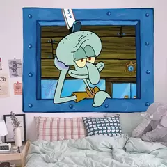 Lula Molusco Tentáculos Desenhos Animados Pano De Fundo, Tapeçaria Estética Quarto, Pendurado Na Parede, Decoração Do Quarto
