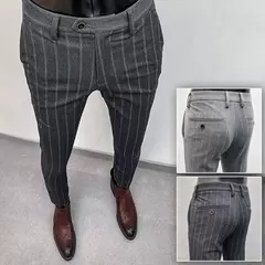 Homens terno calças calças formais pantalone hombre estiramento fino cor sólida vestido casual calças de comprimento total moda novas roupas masculinas na internet