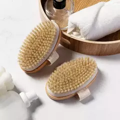Escova de cerdas naturais para massagem corporal, macia, úmida, seca, spa, massageador corporal - comprar online