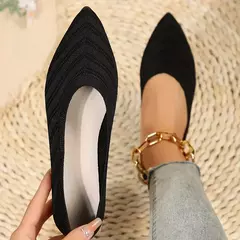 Sapatos baixos de dedo apontado para mulheres, Cor sólida, Sapatos de malha, Mocassins casuais, Sapatilhas respiráveis - comprar online