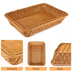Imagem do Cesta de imitação de Rattan com tampa, Simulado Pão Vegetal Servir Cestas, Recipientes De Armazenamento De Acrílico para Casa, Cozinha, Piquenique