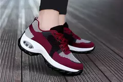 Imagem do Mulher vulcanize tênis mulher moda altura-aumentando sapatos casuais respirável malha de fundo grosso plataforma feminina tenis sapatos