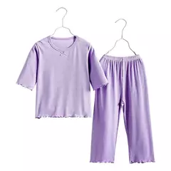 Pijama infantil de algodão orgânico com conjuntos de shorts, pijamas macios e confortáveis para meninas, eco friendly, sono noturno suave, verão na internet