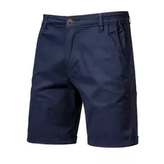 Imagem do Calça curta de cintura elástica masculina, 100% algodão, monocromática, casual, de negócios, social, alta qualidade, nova, verão 2022