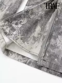 Calças TRAF-Cargo para Mulheres, Patch Pockets, Impresso, Cintura Média, Fly com Zíper, Streetwear, Calças Femininas, Moda - comprar online