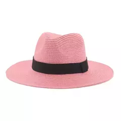 Chapéu Panamá de palha natural de aba larga para homens e mulheres, proteção UV, Fedora, chapéu de sol, verão de praia, atacado, tamanho grande, 56-58, 59-60cm, novo