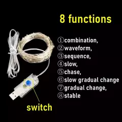 Imagem do Led silver Wire Fairy Lights USB Powered LED String Lights Garland à prova d'água ao ar livre para Natal Party Wedding DIY Decoração