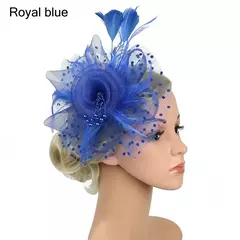 Chapéu Fascinator para Mulheres, Tea Party Headband, Coquetel De Casamento Malha, Penas De Flores, Grampo De Cabelo