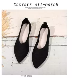 Sapatos baixos de dedo apontado para mulheres, Cor sólida, Sapatos de malha, Mocassins casuais, Sapatilhas respiráveis - Wolf Magazine