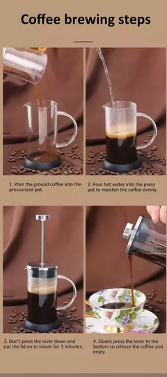 Cafeteira de vidro de aço inoxidável, French Press Coffee Potes, Hand Brewing Coffee Pot, Chá Brewing, Milk Pot para casa, 350-1000ml - Wolf Magazine