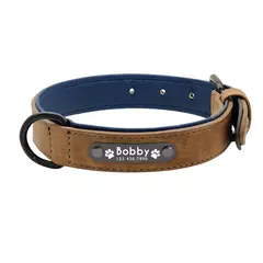 Coleira de couro personalizada para cães, coleira e coleira para animais de estimação, conjunto de coleira de couro durável para cães pequenos, médios e grandes na internet