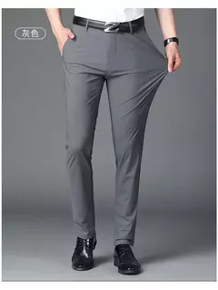 Calça fina de seda láctea elástica de quatro lados masculina, casual para escritório, nova, verão na internet