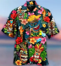 Camisas Tiki de mangas curtas masculinas, estampa 3D, tendência legal da moda, tops havaianos para festas na praia, tops soltos e respiráveis, 2024 - Wolf Magazine