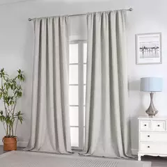 Imagem do Cortina de teto alto para sala de estar, linho falso, monocromático, 100% apagão, quarto, 350m Altura