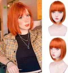 Penteado curto bob, peruca sintética roxa clara para cosplay de festa de Halloween, uso diário, kit de peruca acessório de cabelo de alta temperatura