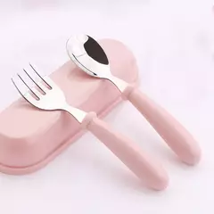 Talheres portáteis de aço inoxidável para crianças, Spoon Forks Box Utensílios de alimentação do bebê Conjunto de talheres para bebês, 3pcs - comprar online