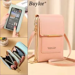 Buylor-Bolsa de couro feminina, tela sensível ao toque, bolsa para celular, bolsa de ombro pequena, macia, feminina, barata, transversal - loja online