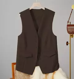 Colete vintage sem mangas feminino, Casacos elegantes, Casacos, Roupa casual, Monocromática, Streetwear, Primavera, Verão, Outono, Vestuário