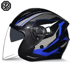 Imagem do 2025 mais recente capacete da motocicleta de alta qualidade metade cobrindo lente dupla cascos para motos masculino feminino casal capacetes de moto