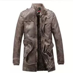 Inverno casaco de lã grossa casaco de couro longo outwear moda quente casual vintage roupas para homem steampunk biker jaqueta - Wolf Magazine