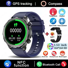 Imagem do Relógio Inteligente de Chamada Bluetooth para Homens, Huawei AMOLED, Tela Grande HD, Frequência Cardíaca, NFC, IP68 Impermeável, GPS, Relógio Esportivo, Novo, 2022