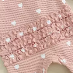 Pudcoco-macacão de bebê menina com estampa de coração, manga comprida para os pés, com zíper e bandana de 0 a 6 anos - Wolf Magazine