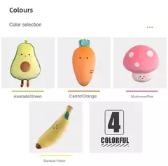 Imagem do Travesseiro de frutas recheadas para meninas brinquedo de pelúcia banana macia cogumelo dos desenhos animados, cenoura e abacate presente para meninas