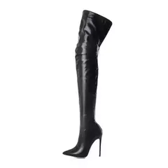 Botas femininas de salto alto com zíper traseiro, botas de personalidade na moda, tamanho grande, 11cm, 34-43 na internet