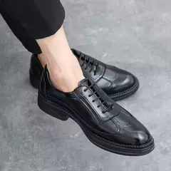 Brock de couro esculpido masculino, Estilo Britânico, Lace-Up, Plataforma, Casual, Vestido de negócios, Escritório - comprar online