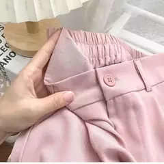 Calça feminina elástica de cintura alta, calça feminina do escritório, casual solta streetwear, reta, preta, nove pontos, moda, outono, primavera - loja online