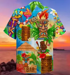 Camisas Tiki de mangas curtas masculinas, estampa 3D, tendência legal da moda, tops havaianos para festas na praia, tops soltos e respiráveis, 2024 - comprar online