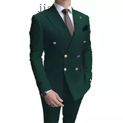 Fato de negócio trespassado masculino, casaco monocromático masculino, blazers de casamento finos, jaqueta, calças, nova moda, 2 peças, 2024 na internet
