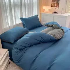 Conjunto de cama de tecido com escova de cor sólida, 2 lados, 4 peças, capa de edredom, fronha, lençol, colcha, único, queen, king size - loja online