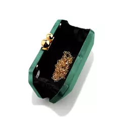 Mulheres Cetim Sacos de Noite, Bolsas de Corrente Metálica, Senhora Porta-Vestido, Bolsa Glitter, Brida Elegante, Festa, Casamento, Luxo, Moda - Wolf Magazine