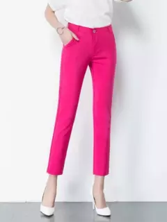 Calça lápis elástica de cintura alta fina feminina, calça grande tamanho no tornozelo, calça casual formal para escritório, 75kg, primavera, 2022 - loja online