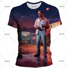 Camisetas gráficas Grand Theft Auto VI masculinas, Boy Streetwear, Tops masculinos casuais, Roupas impressas 3D do jogo GTA 6, Novos jogos - Wolf Magazine