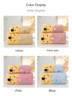 Winnie Bear Bath Towel Set para Crianças, Macio e Absorvente, Coral Velvet, Home Wash, Desenhos animados - loja online
