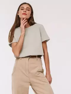 Bornladies-Camiseta solta de manga curta feminina, tops sólidos básicos, camisas de assentamento elegantes, 100% algodão, 230g/?, verão